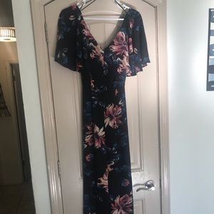 Ruffle neckline jumpsuit